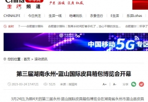 【中华网】第三届湖南永州·蓝山国际皮具箱包博览会开幕